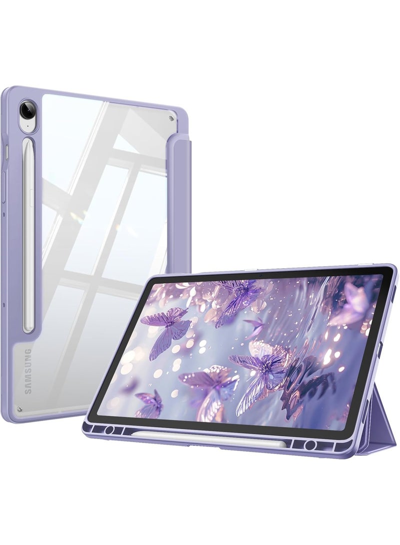 Case for Galaxy Tab S10 Lite/S10 FE/S9 FE/S9, Samsung Galaxy Tab S10 Lite/S10 FE/S9 case, 10.9-inch tablet case, tri-fold stand with pen holder, flexible transparent back cover with auto sleep function, lavnder - Image 1